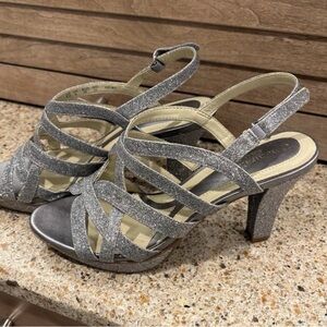 Naturalizer Silver Strappy Heels